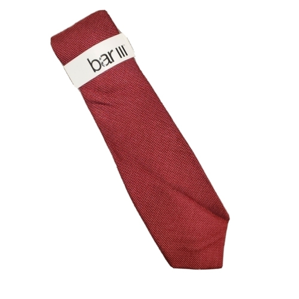NEW BAR III Deep Red Microdot Tie